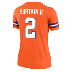 Patrick Surtain II Denver Broncos Women's Alternate Legend Player Performance Top Mile High Collection 1977 Throwback Orange