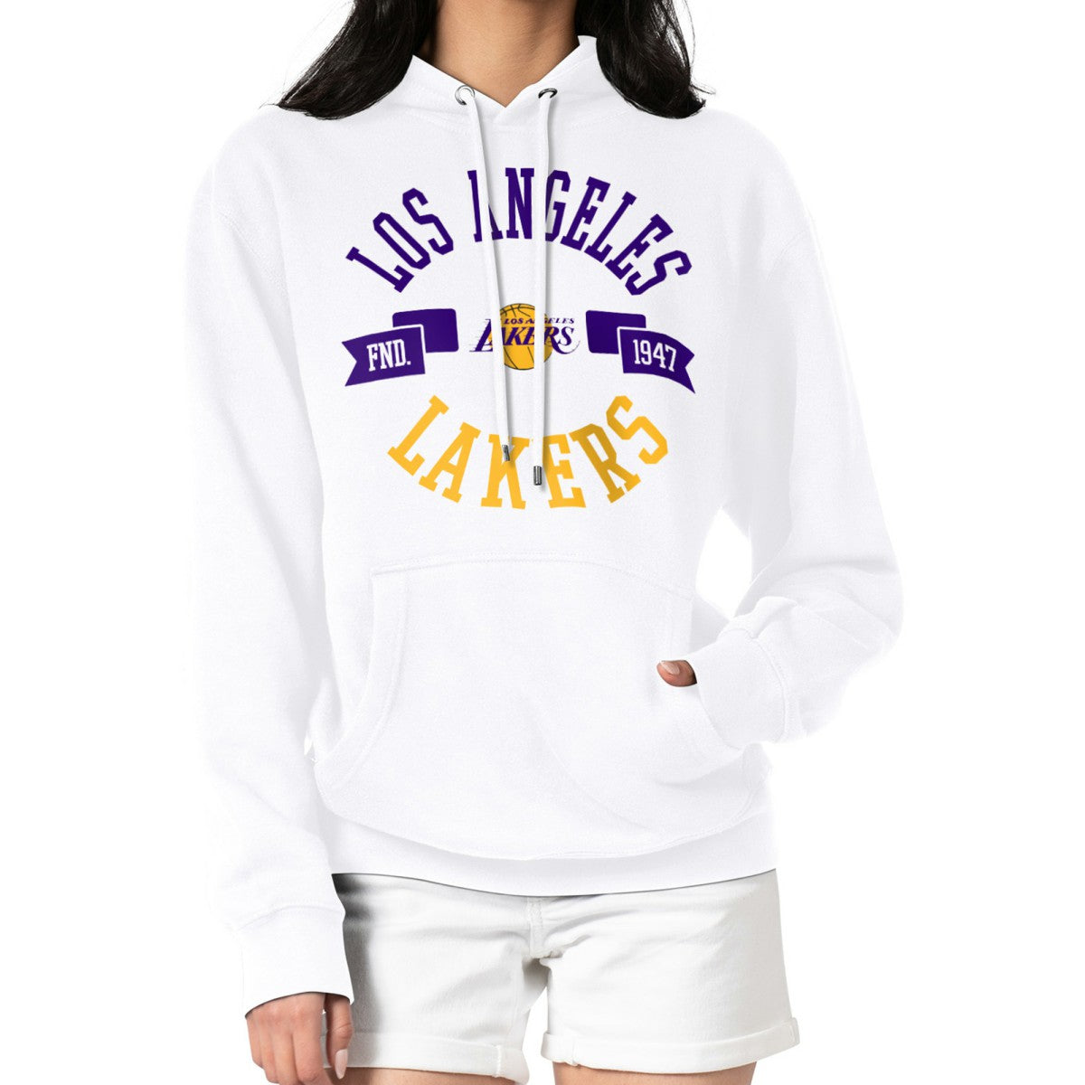 Los Angeles Lakers G-III 4Her by Carl Banks Women's City Pullover Hoodie White