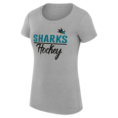 NHL San Jose Sharks G-III 4Her by Carl Banks Women's Super-Slim Fit Lightweight Team Sport T-Shirt - Gray