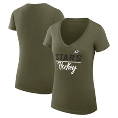NHL Dallas Stars G-III 4Her by Carl Banks Women's Super-Slim Fit Lightweight Team Sport V-Neck T-Shirt - Olive