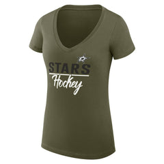 NHL Dallas Stars G-III 4Her by Carl Banks Women's Super-Slim Fit Lightweight Team Sport V-Neck T-Shirt - Olive