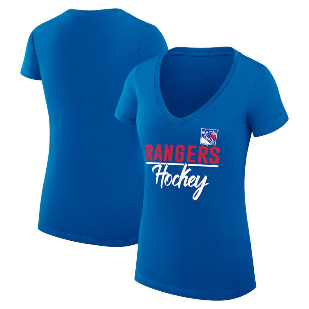 NHL New York Rangers G-III 4Her by Carl Banks Women's Super-Slim Fit Lightweight Team Sport V-Neck T-Shirt - Blue