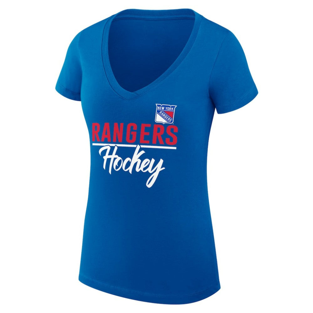 NHL New York Rangers G-III 4Her by Carl Banks Women's Super-Slim Fit Lightweight Team Sport V-Neck T-Shirt - Blue