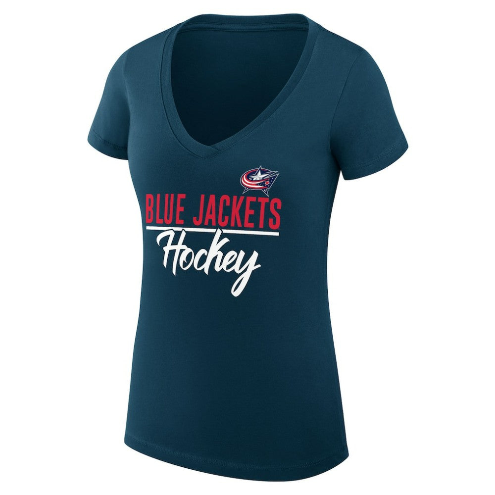 NHL Columbus Blue Jackets G-III 4Her by Carl Banks Women's Super-Slim Fit Lightweight Graphic T-Shirt - Navy