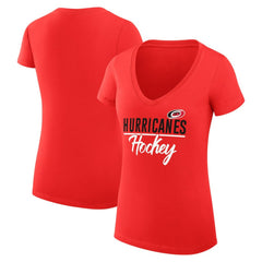 NHL Carolina Hurricanes G-III 4Her by Carl Banks Women's Super-Slim Fit Lightweight Graphic V-Neck T-Shirt - Red