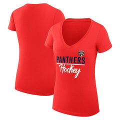 NHL Florida Panthers G-III 4Her by Carl Banks Women's Super-Slim Fit Lightweight Graphic V-Neck T-Shirt - Red