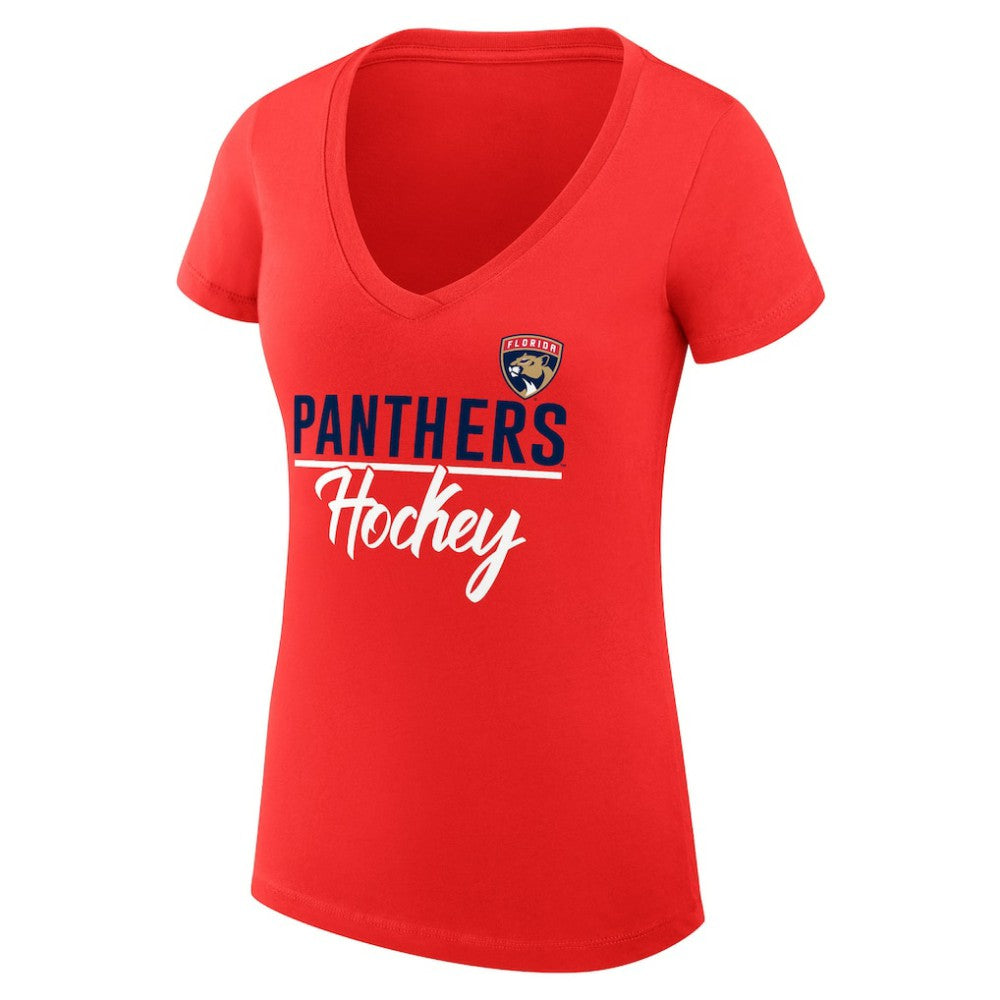 NHL Florida Panthers G-III 4Her by Carl Banks Women's Super-Slim Fit Lightweight Graphic V-Neck T-Shirt - Red