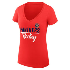 NHL Florida Panthers G-III 4Her by Carl Banks Women's Super-Slim Fit Lightweight Graphic V-Neck T-Shirt - Red
