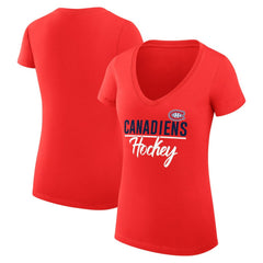 NHL Montreal Canadiens G-III 4Her by Carl Banks Women's Super-Slim Fit Lightweight Graphic V-Neck T-Shirt - Red