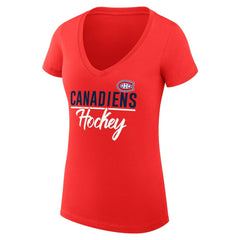 NHL Montreal Canadiens G-III 4Her by Carl Banks Women's Super-Slim Fit Lightweight Graphic V-Neck T-Shirt - Red