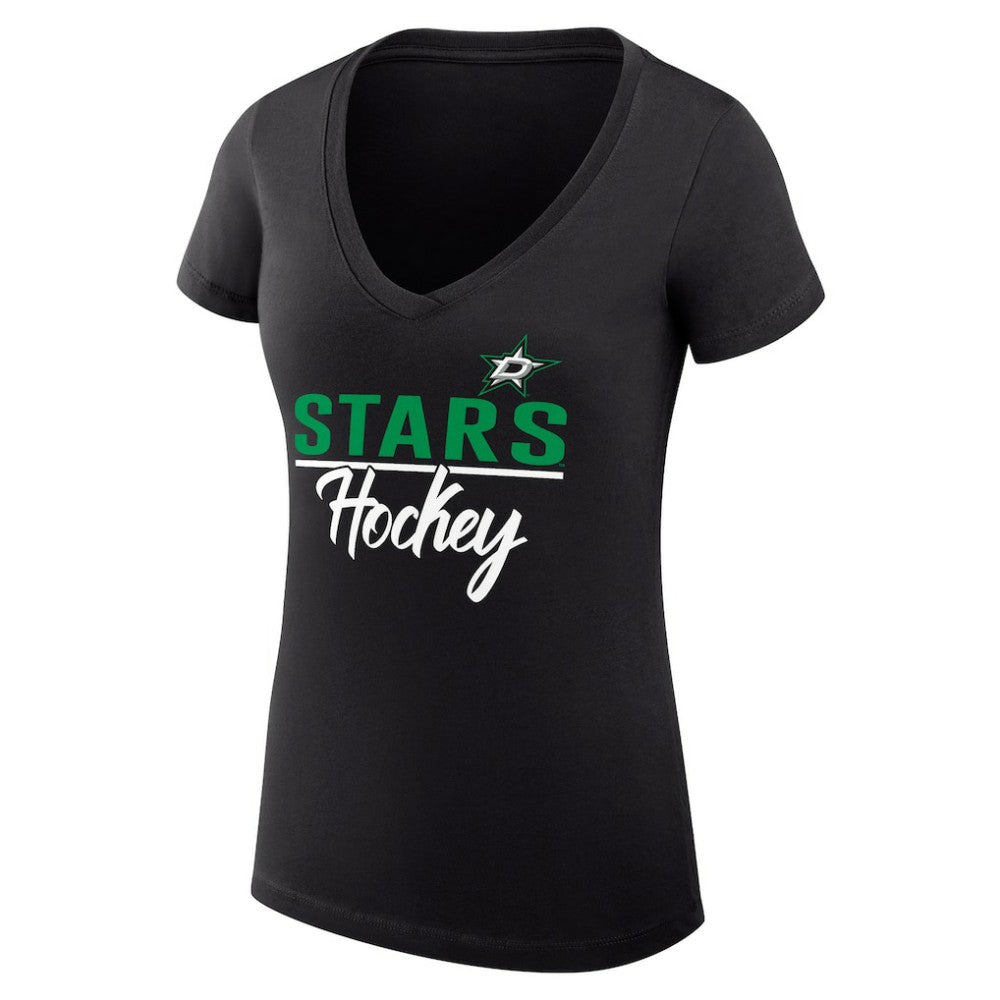 NHL Dallas Stars G-III 4Her by Carl Banks Women's Super-Slim Fit Lightweight Graphic V-Neck T-Shirt - Black