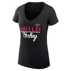 NHL Minnesota Wild G-III 4Her by Carl Banks Women's Super-Slim Fit Lightweight Graphic V-Neck T-Shirt - Black