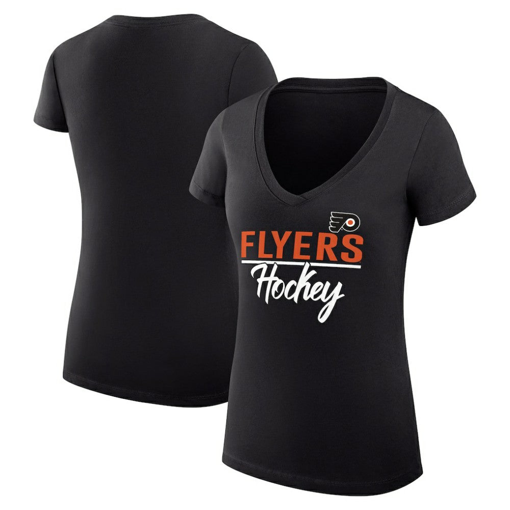 NHL Philadelphia Flyers G-III 4Her by Carl Banks Women's Super-Slim Fit Lightweight Graphic V-Neck T-Shirt - Black