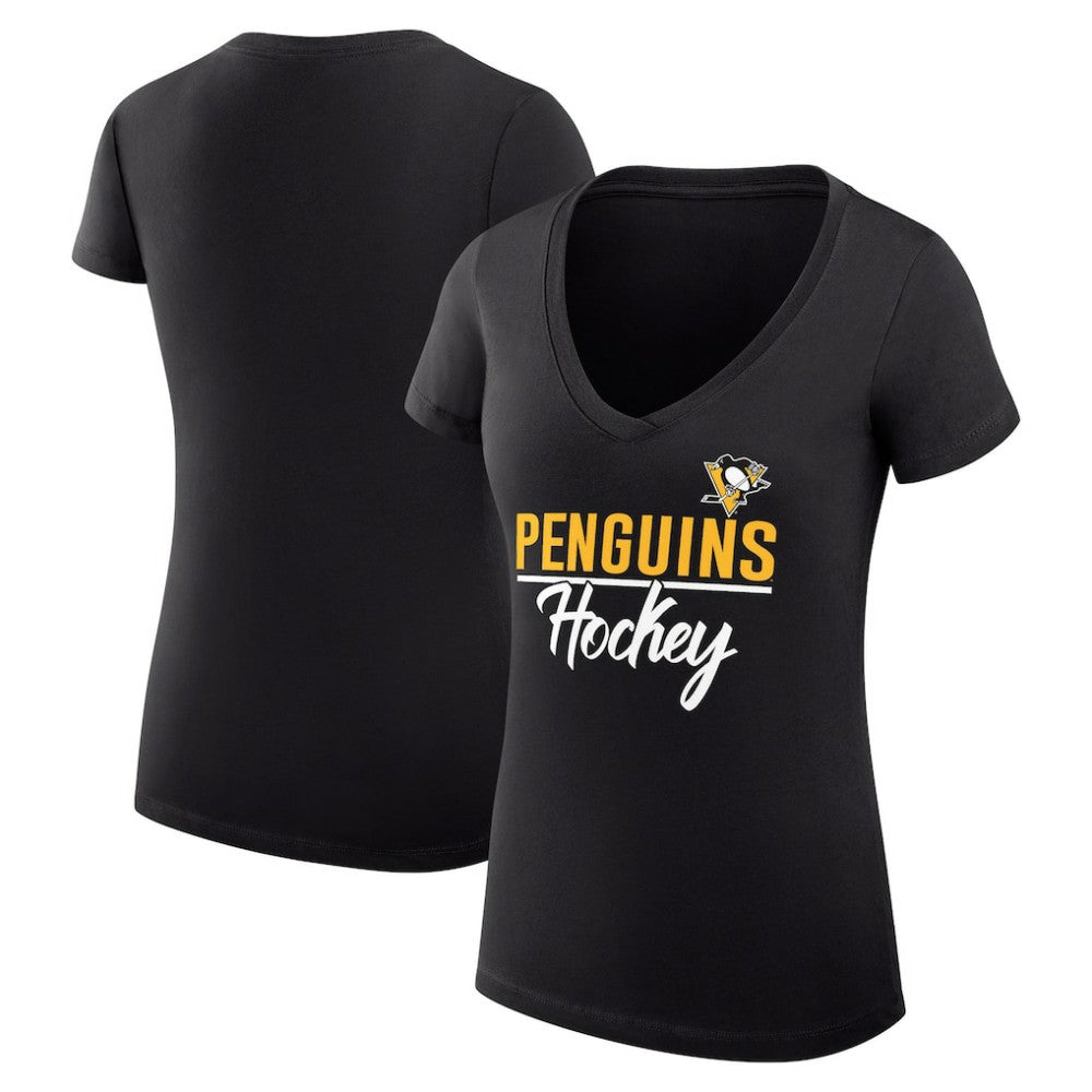 NHL Pittsburgh Penguins G-III 4Her by Carl Banks Women's Super-Slim Fit Lightweight Graphic V-Neck T-Shirt - Black