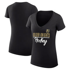 NHL Vegas Golden Knights G-III 4Her by Carl Banks Women's Super-Slim Fit Lightweight Graphic V-Neck T-Shirt - Black