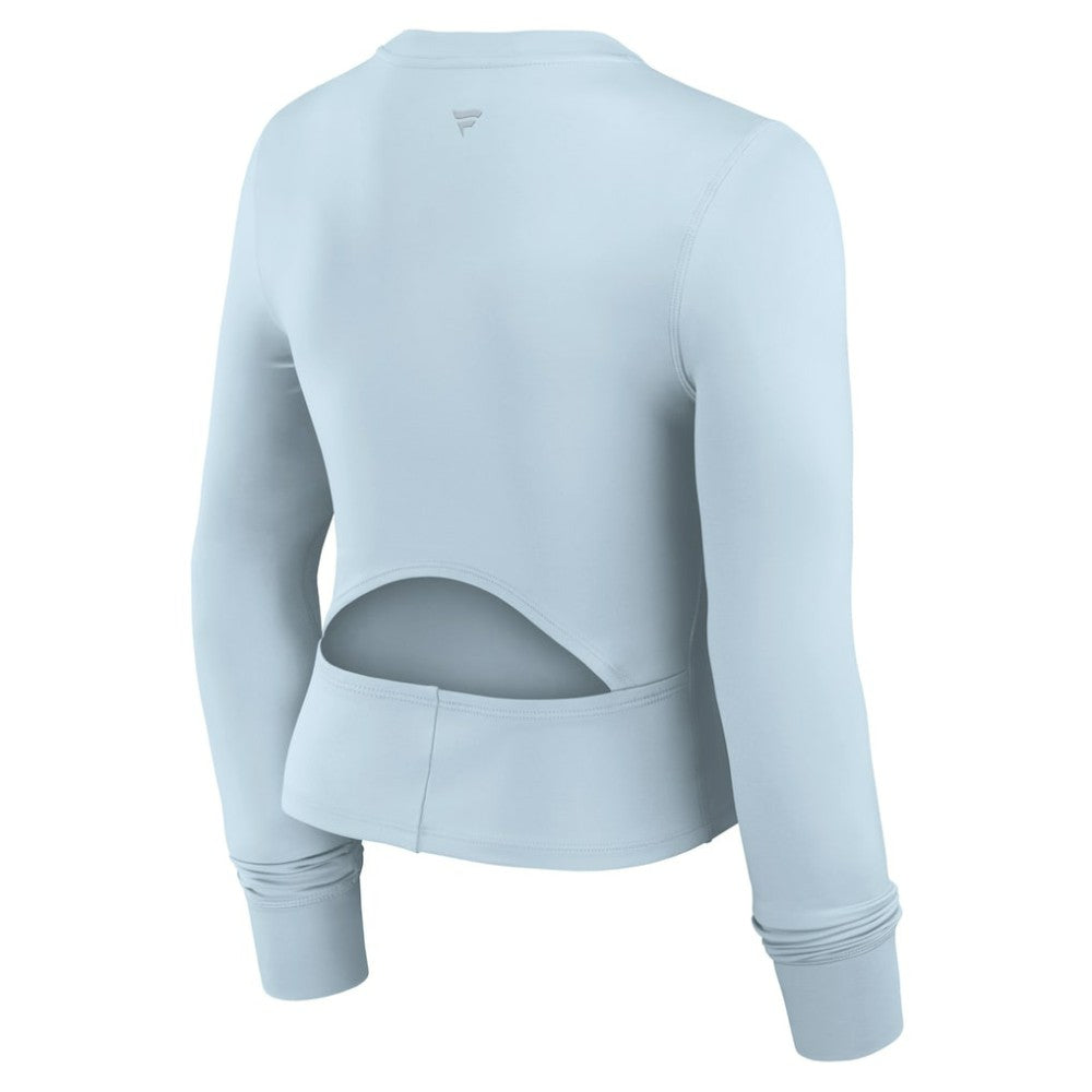 Atlanta Braves Fanatics Women's Studio Fitted Long Sleeve Gym Top  - Light Blue Tops