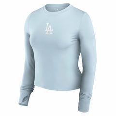 Los Angeles Dodgers Fanatics Women's Studio Fitted Long Sleeve Gym Top  - Light Blue Tops