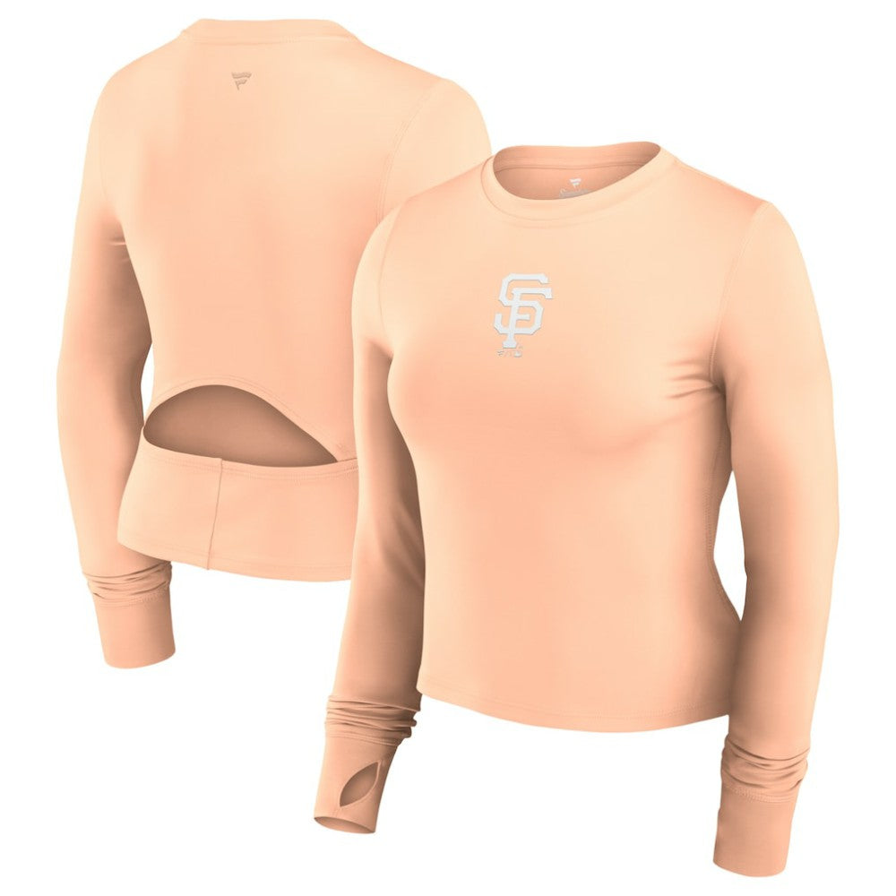 San Francisco Giants Fanatics Women's Studio Fitted Long Sleeve Gym Top  - Pink Tops