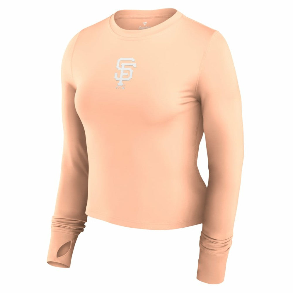 San Francisco Giants Fanatics Women's Studio Fitted Long Sleeve Gym Top  - Pink Tops