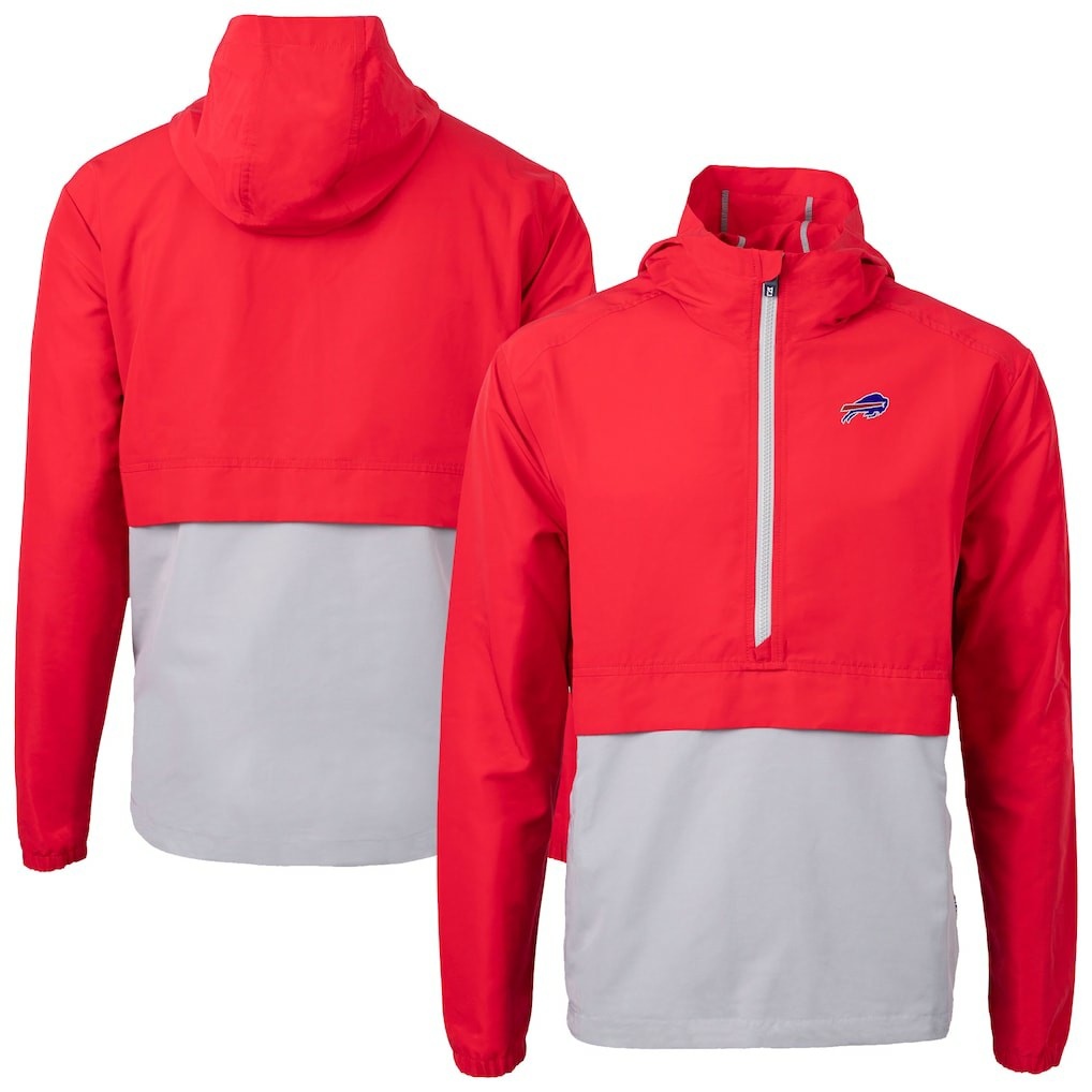 Buffalo Bills Cutter & Buck Charter Eco Recycled Anorak Half-Zip Jacket Red