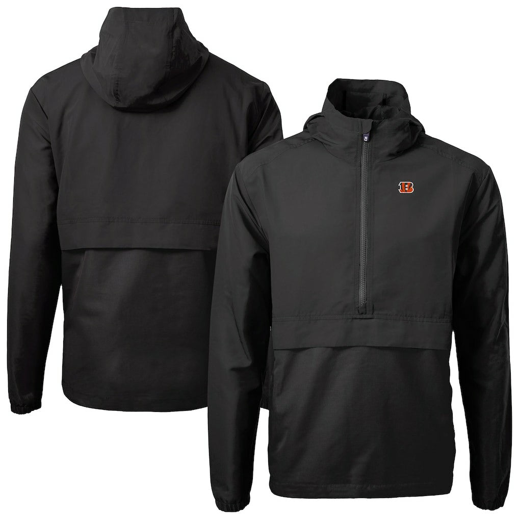 Cincinnati Bengals Cutter & Buck Charter Eco Recycled Anorak Half-Zip Jacket Black