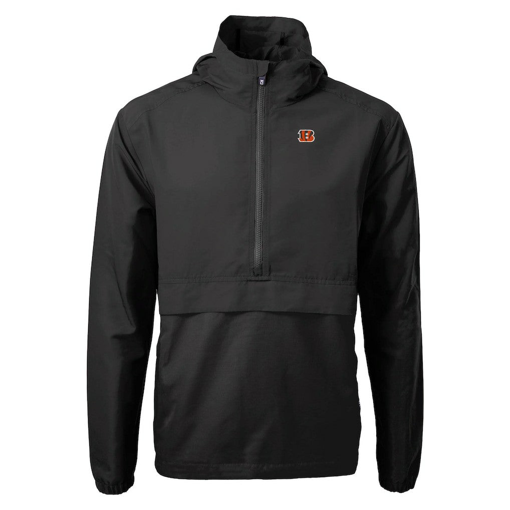 Cincinnati Bengals Cutter & Buck Charter Eco Recycled Anorak Half-Zip Jacket Black