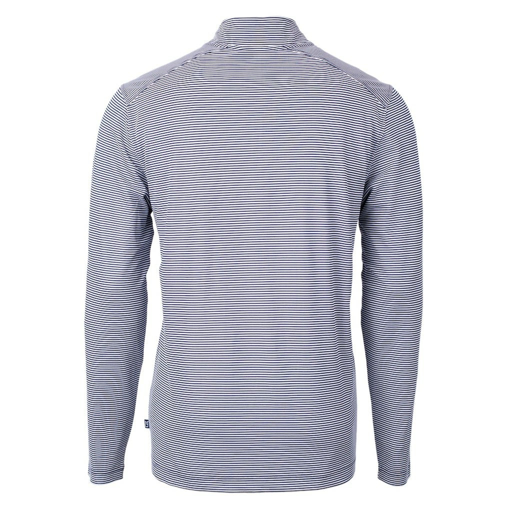 Baltimore Ravens Cutter & Buck Virtue Eco Pique Micro Stripe Recycled Quarter-Zip Pullover Top Navy/White