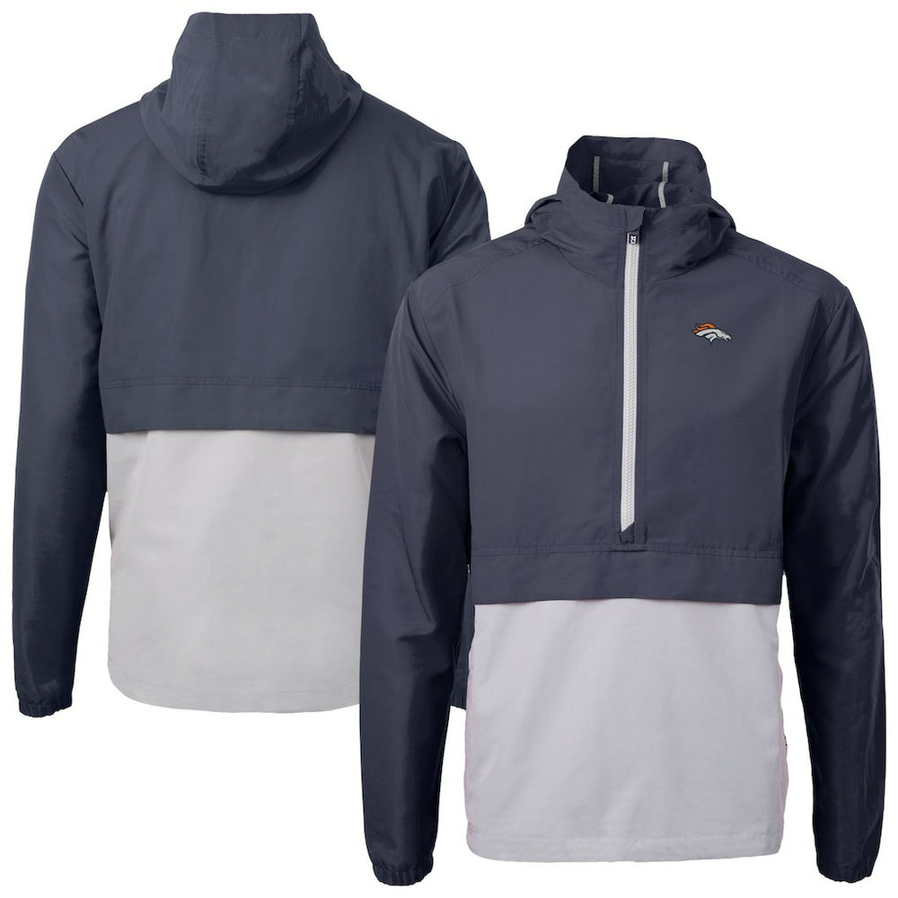 Denver Broncos Cutter & Buck Charter Eco Recycled Anorak Half-Zip Jacket Blue