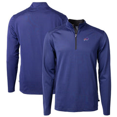 Buffalo Bills Cutter & Buck Virtue Eco Pique Micro Stripe Recycled Quarter-Zip Pullover Top Royal/Black