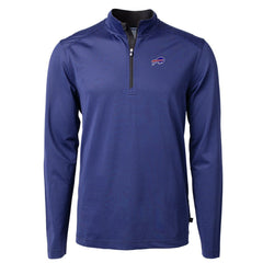 Buffalo Bills Cutter & Buck Virtue Eco Pique Micro Stripe Recycled Quarter-Zip Pullover Top Royal/Black