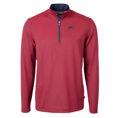 Buffalo Bills Cutter & Buck Virtue Eco Pique Micro Stripe Recycled Quarter-Zip Pullover Top Red/Navy