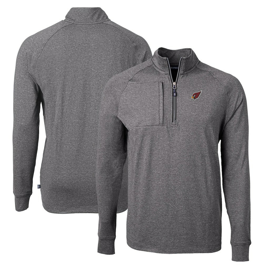 Arizona Cardinals Cutter & Buck Adapt Eco Knit Quarter-Zip Pullover Top Heather Black