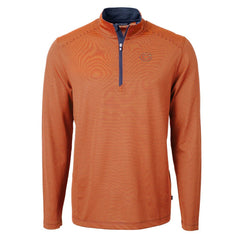Chicago Bears Cutter & Buck Virtue Eco Pique Micro Stripe Recycled Quarter-Zip Pullover Top Orange/Navy