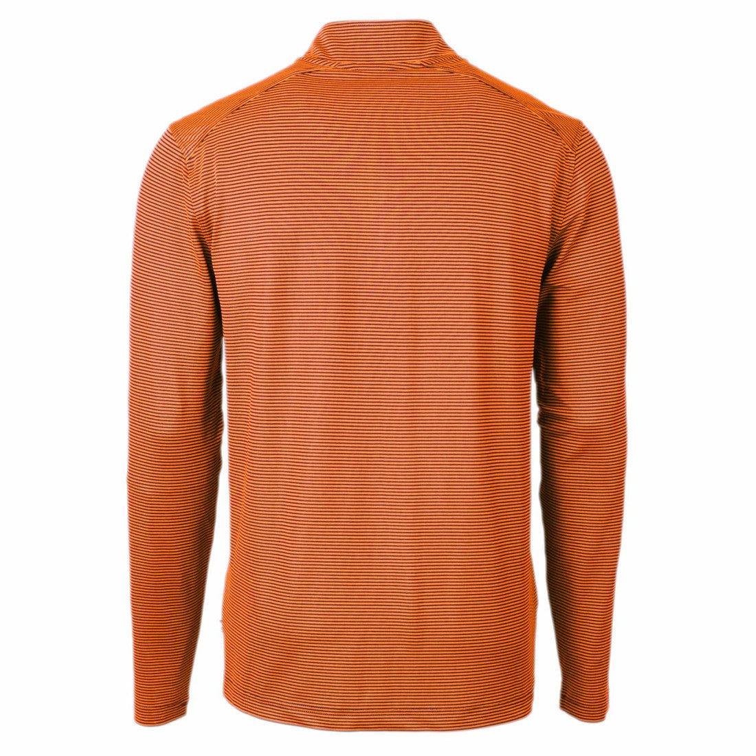 Denver Broncos Cutter & Buck Virtue Eco Pique Micro Stripe Recycled Quarter-Zip Pullover Top Orange/Navy