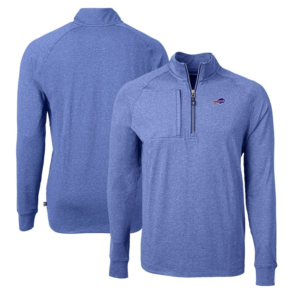 Buffalo Bills Cutter & Buck Adapt Eco Knit Quarter-Zip Pullover Top Royal