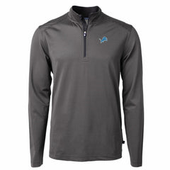 Detroit Lions Cutter & Buck Virtue Eco Pique Micro Stripe Recycled Quarter-Zip Pullover Top Black/Gray