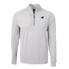 Carolina Panthers Cutter & Buck Adapt Eco Knit Quarter-Zip Pullover Top Heather Gray
