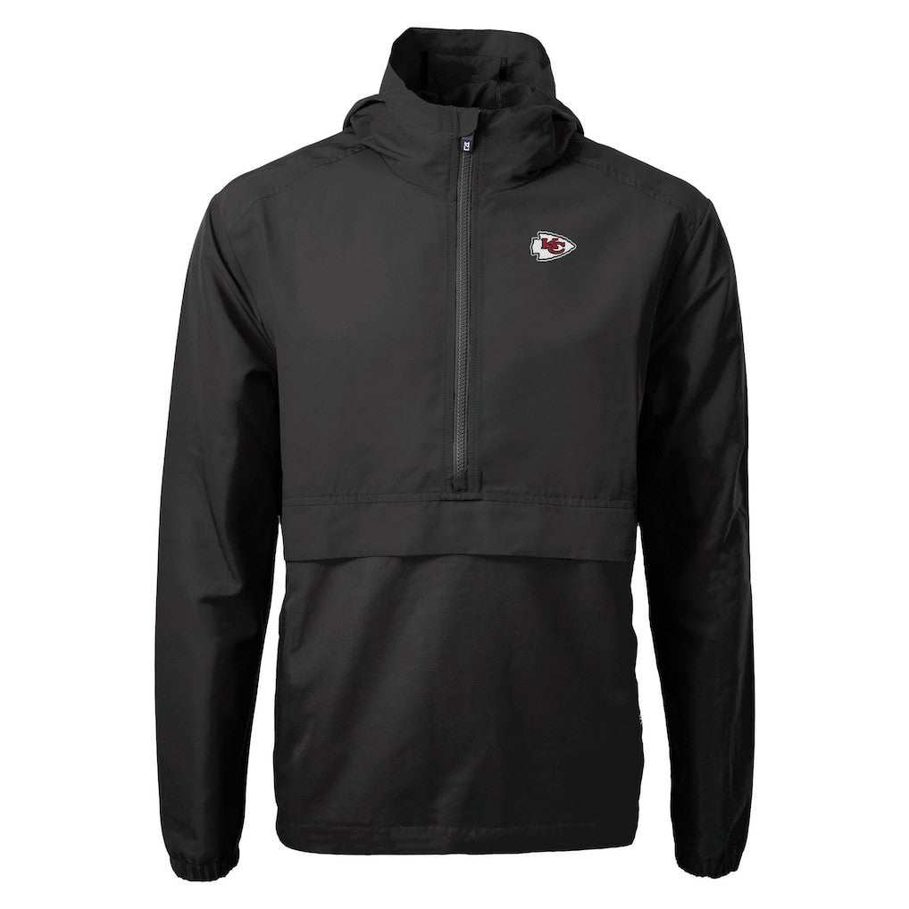 Kansas City Chiefs Cutter & Buck Charter Eco Recycled Anorak Half-Zip Jacket Black