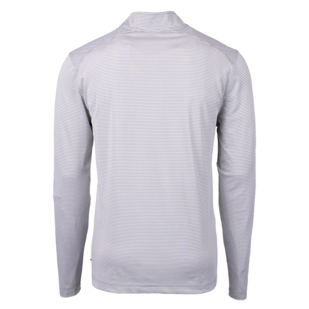 Green Bay Packers Cutter & Buck Virtue Eco Pique Micro Stripe Recycled Quarter-Zip Pullover Top Gray/White