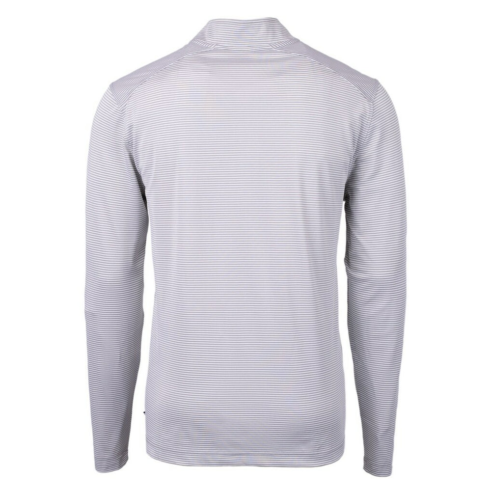 Green Bay Packers Cutter & Buck Virtue Eco Pique Micro Stripe Recycled Quarter-Zip Pullover Top Gray/White