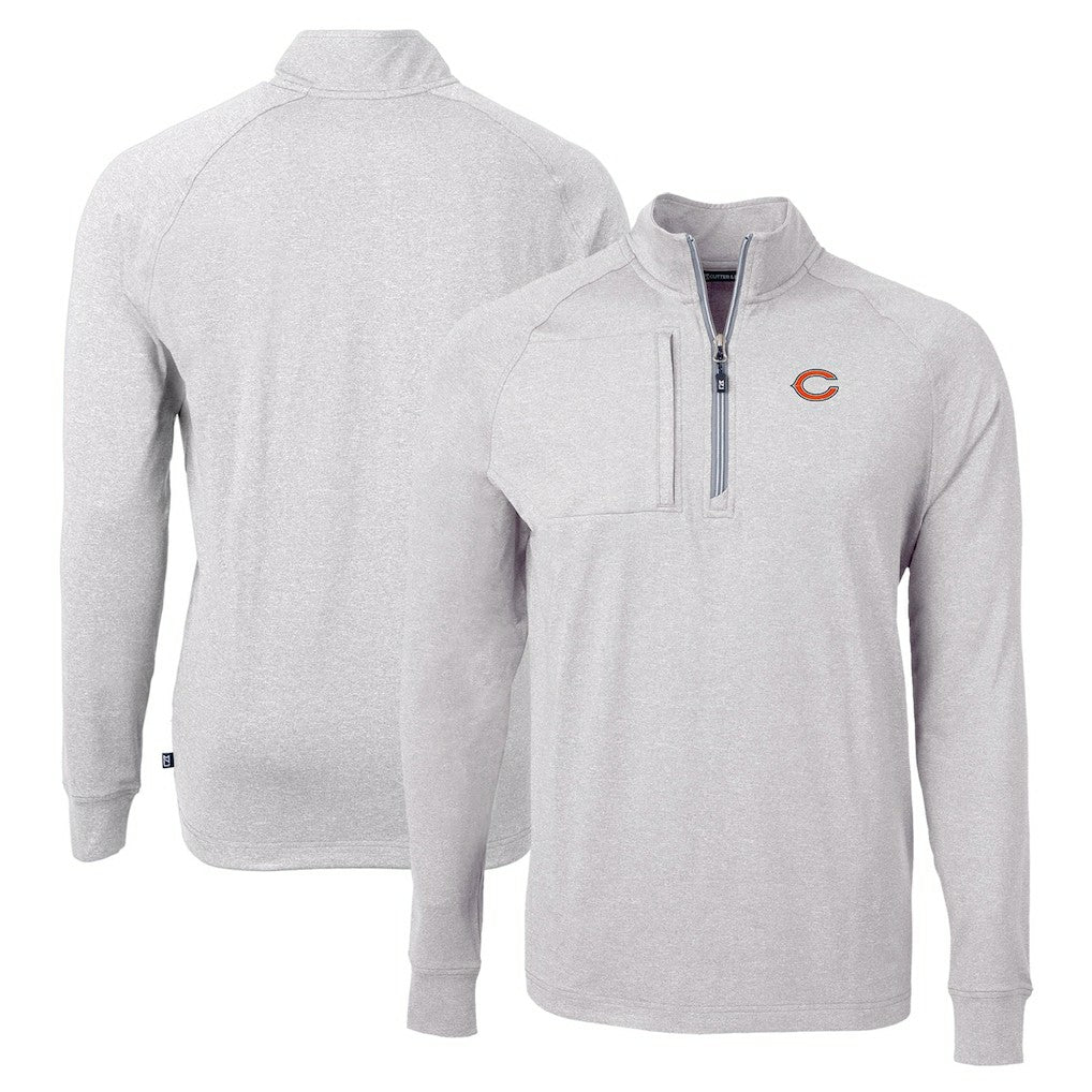 Chicago Bears Cutter & Buck Adapt Eco Knit Quarter-Zip Pullover Top Heather Gray