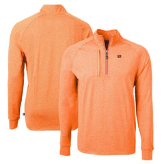 Cincinnati Bengals Cutter & Buck Adapt Eco Knit Quarter-Zip Pullover Top Heather Orange