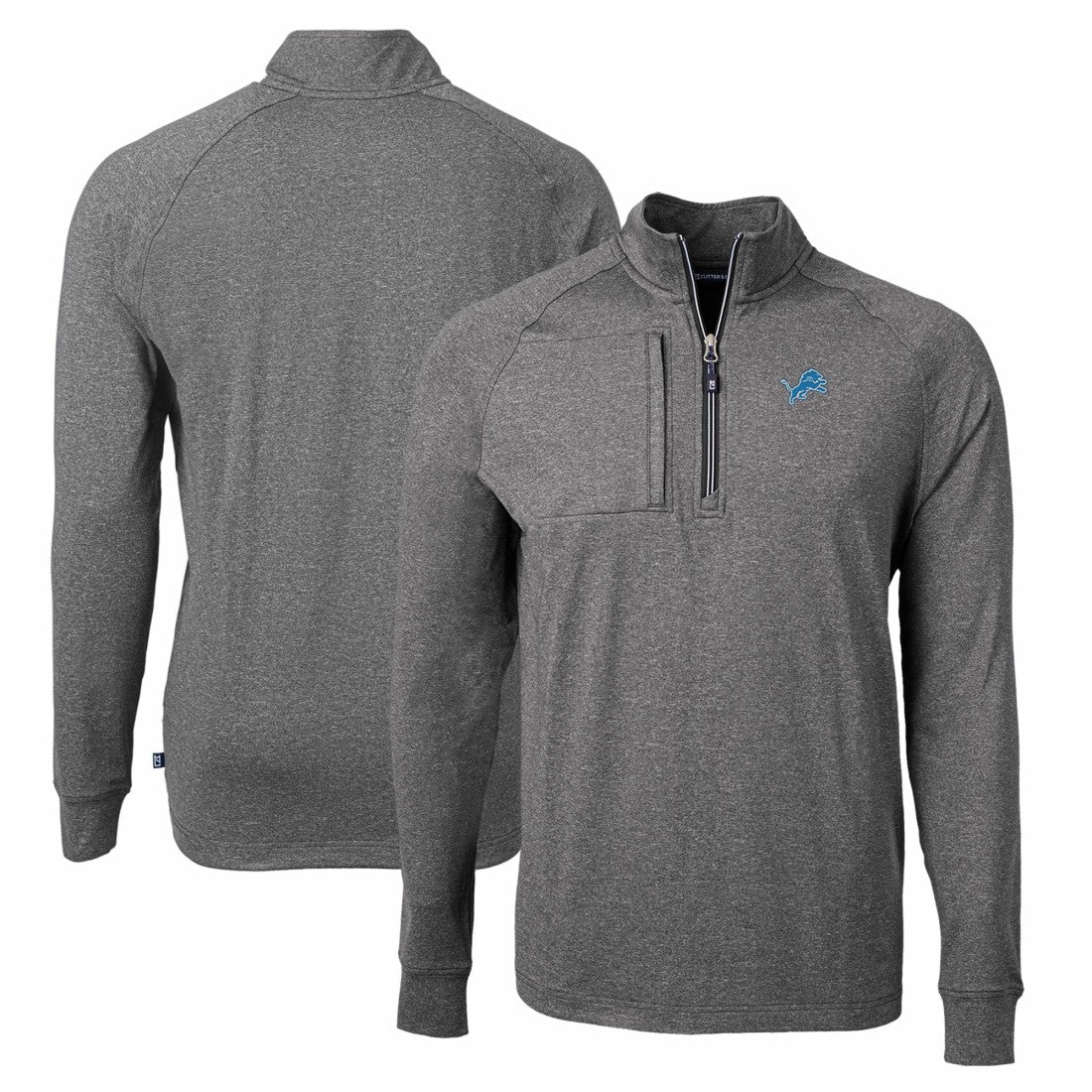 Detroit Lions Cutter & Buck Adapt Eco Knit Quarter-Zip Pullover Top Heather Black