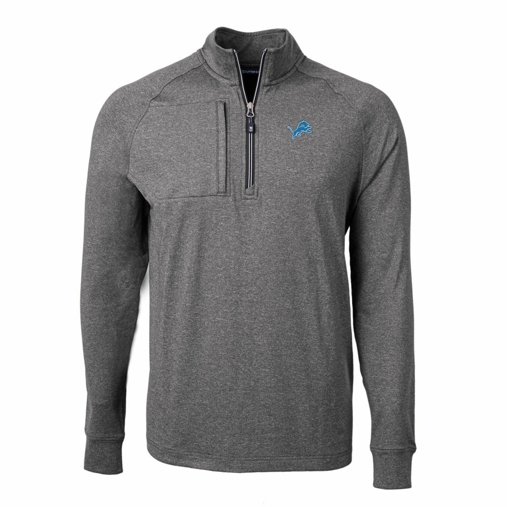 Detroit Lions Cutter & Buck Adapt Eco Knit Quarter-Zip Pullover Top Heather Black