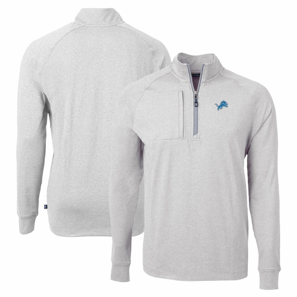 Detroit Lions Cutter & Buck Adapt Eco Knit Quarter-Zip Pullover Top Heather Gray