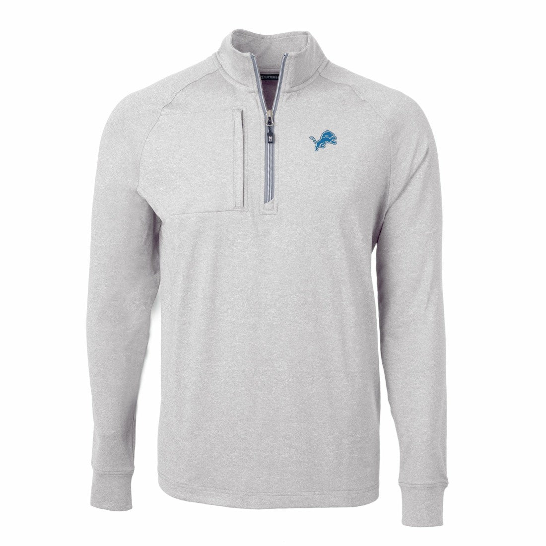 Detroit Lions Cutter & Buck Adapt Eco Knit Quarter-Zip Pullover Top Heather Gray