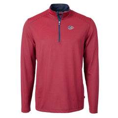 Kansas City Chiefs Cutter & Buck Virtue Eco Pique Micro Stripe Recycled Quarter-Zip Pullover Top Red/Navy