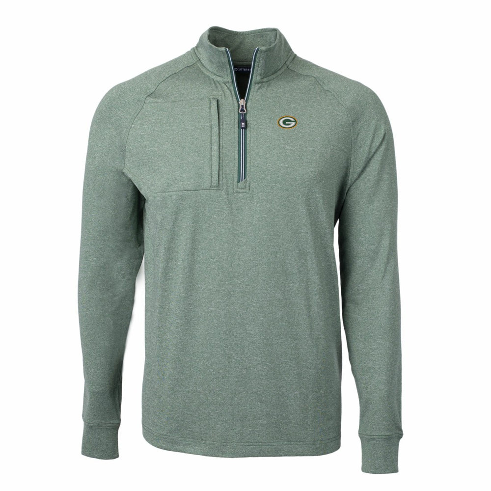 Green Bay Packers Cutter & Buck Adapt Eco Knit Quarter-Zip Pullover Top Heather Green