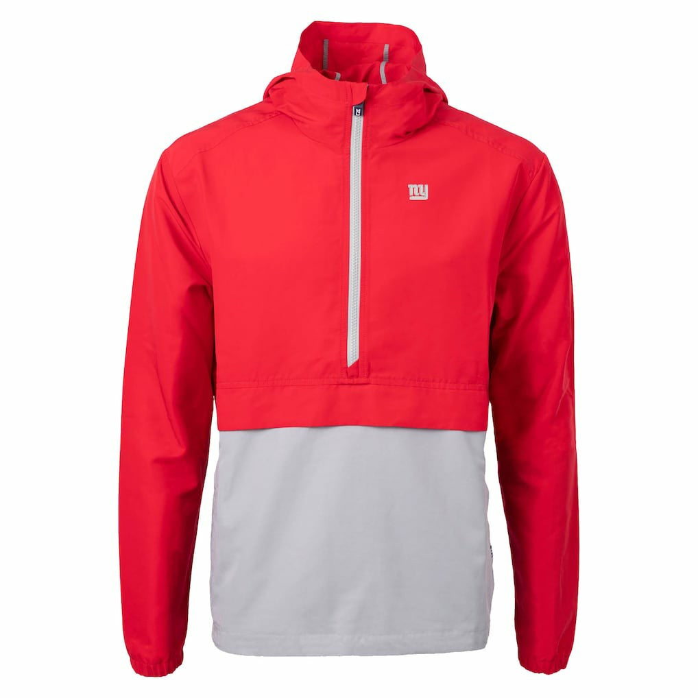 New York Giants Cutter & Buck Charter Eco Recycled Anorak Half-Zip Jacket Red