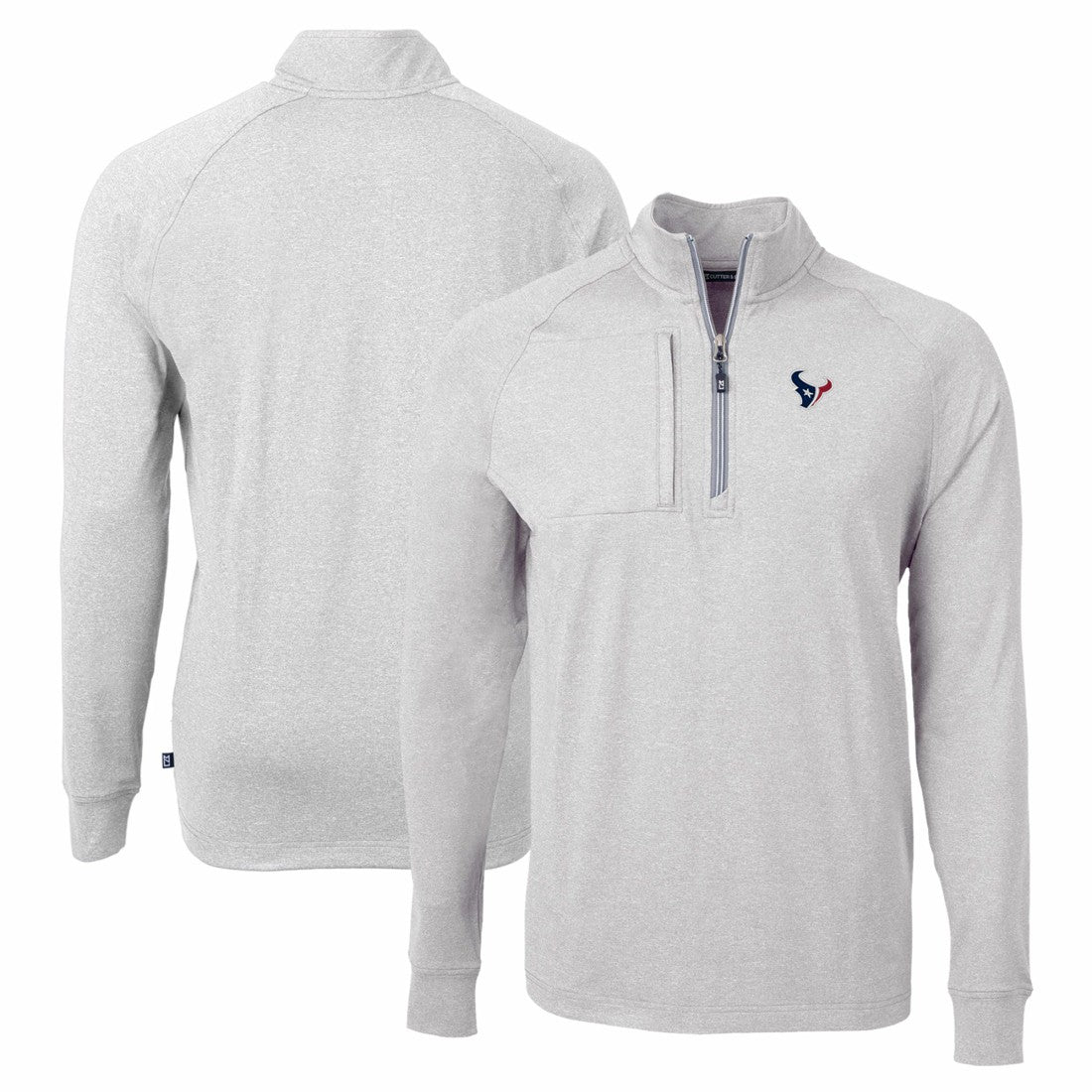 Houston Texans Cutter & Buck Adapt Eco Knit Quarter-Zip Pullover Top Heather Gray